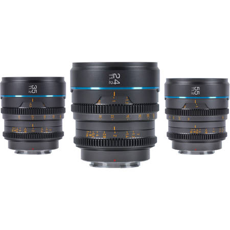 Sirui Night Walker 24mm, 35mm and 55mm T1.2 Cine 3-Lens Set for Fujifilm X Gunmetal Gray